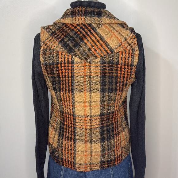 Maxine Stotts Brown/Black Plaid Tweed Vest Size S - Picture 3 of 5